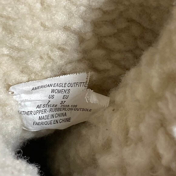 American Eagle Cream Suede Winter Boots Faux Shearling Mid-Calf sz. 7 - Picture 10 of 10